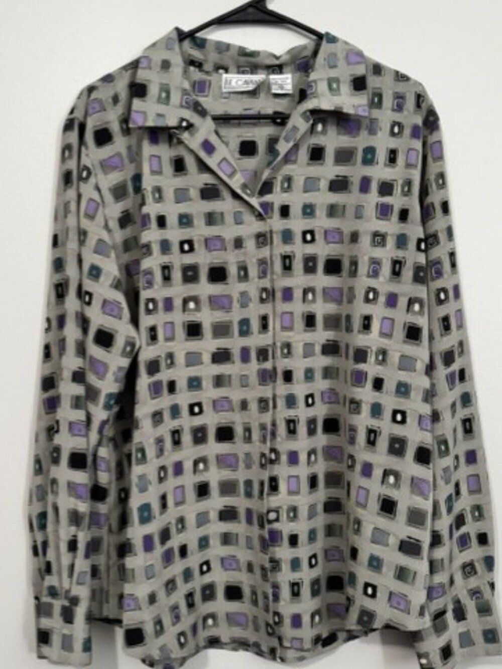 Woman's Le Caviar Long Sleeve Button Down Shirt Multi Color Size XL